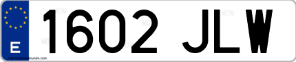 Ejemplo de matrícula de coche ordinaria 1602 JLW