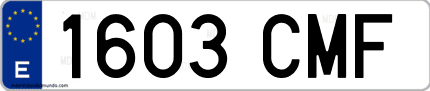 Ejemplo de matrícula de coche ordinaria 1603 CMF
