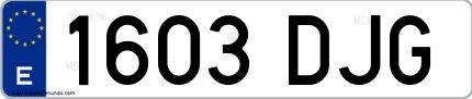 Ejemplo de matrícula española 1603 DJG