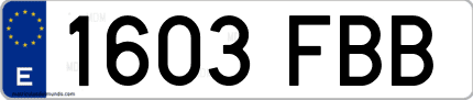 Ejemplo de matrícula de coche ordinaria 1603 FBB