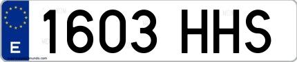 Ejemplo de matrícula española 1603 HHS