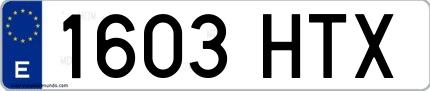 Ejemplo de matrícula española 1603 HTX