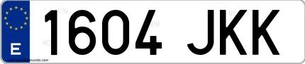 Ejemplo de matrícula española 1604 JKK