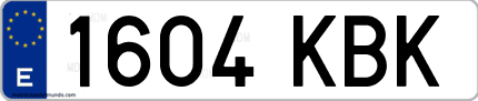 Ejemplo de matrícula de coche ordinaria 1604 KBK