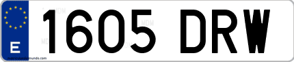 Ejemplo de matrícula de coche ordinaria 1605 DRW