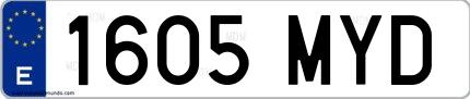 Ejemplo de matrícula española 1605 MYD