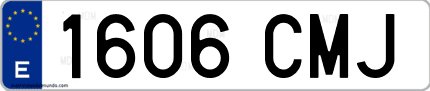 Ejemplo de matrícula de coche ordinaria 1606 CMJ