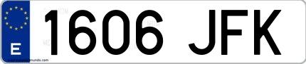 Ejemplo de matrícula española 1606 JFK