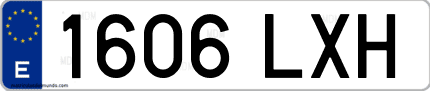 Ejemplo de matrícula de coche ordinaria 1606 LXH