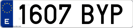 Ejemplo de matrícula de coche ordinaria 1607 BYP