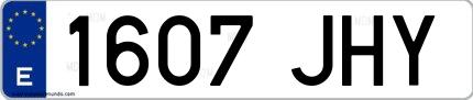 Ejemplo de matrícula española 1607 JHY