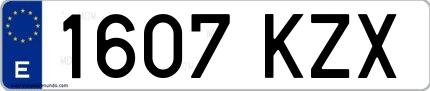 Ejemplo de matrícula española 1607 KZX