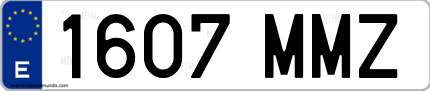 Ejemplo de matrícula de coche ordinaria 1607 MMZ