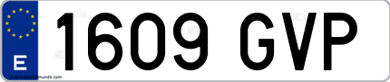 Ejemplo de matrícula de coche ordinaria 1609 GVP