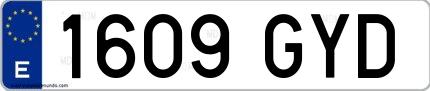 Ejemplo de matrícula española 1609 GYD