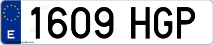 Ejemplo de matrícula de coche ordinaria 1609 HGP