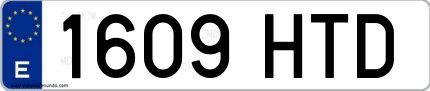 Ejemplo de matrícula española 1609 HTD