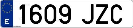 Ejemplo de matrícula española 1609 JZC