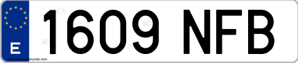 Ejemplo de matrícula de coche ordinaria 1609 NFB