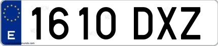 Ejemplo de matrícula española 1610 DXZ