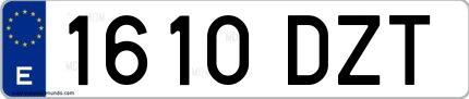 Ejemplo de matrícula española 1610 DZT