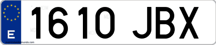 Ejemplo de matrícula de coche ordinaria 1610 JBX