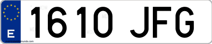 Ejemplo de matrícula de coche ordinaria 1610 JFG