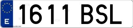 Ejemplo de matrícula española 1611 BSL