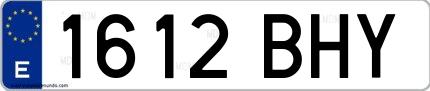 Ejemplo de matrícula española 1612 BHY