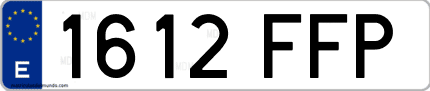 Ejemplo de matrícula de coche ordinaria 1612 FFP