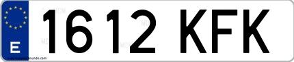Ejemplo de matrícula española 1612 KFK