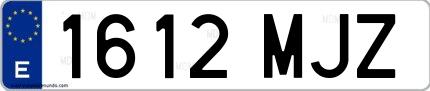 Ejemplo de matrícula española 1612 MJZ
