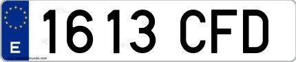 Ejemplo de matrícula española 1613 CFD
