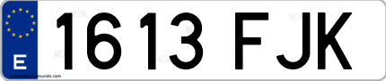 Ejemplo de matrícula de coche ordinaria 1613 FJK