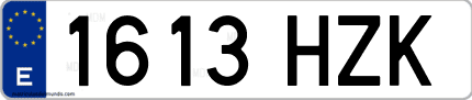 Ejemplo de matrícula de coche ordinaria 1613 HZK