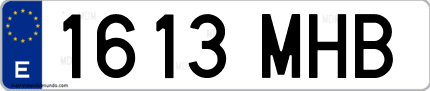 Ejemplo de matrícula de coche ordinaria 1613 MHB