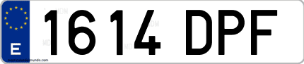 Ejemplo de matrícula de coche ordinaria 1614 DPF