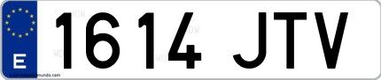 Ejemplo de matrícula española 1614 JTV
