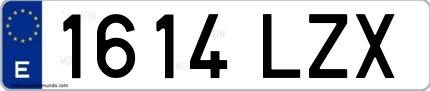 Ejemplo de matrícula española 1614 LZX