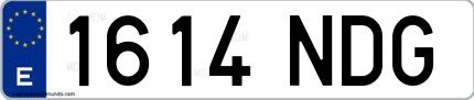 Ejemplo de matrícula española 1614 NDG