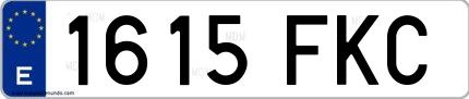Ejemplo de matrícula española 1615 FKC
