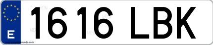 Ejemplo de matrícula española 1616 LBK