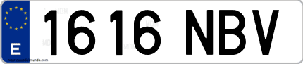 Ejemplo de matrícula de coche ordinaria 1616 NBV