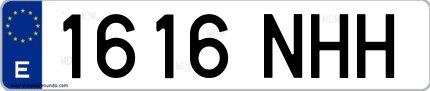 Ejemplo de matrícula española 1616 NHH