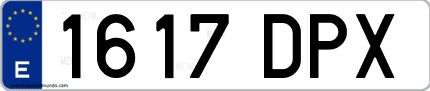 Ejemplo de matrícula de coche ordinaria 1617 DPX