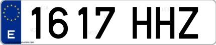 Ejemplo de matrícula española 1617 HHZ