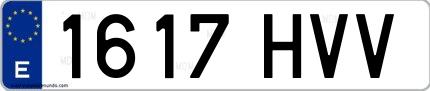 Ejemplo de matrícula española 1617 HVV