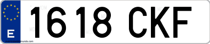 Ejemplo de matrícula de coche ordinaria 1618 CKF