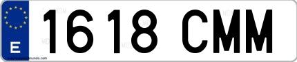 Ejemplo de matrícula española 1618 CMM