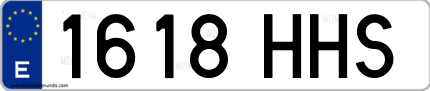 Ejemplo de matrícula de coche ordinaria 1618 HHS